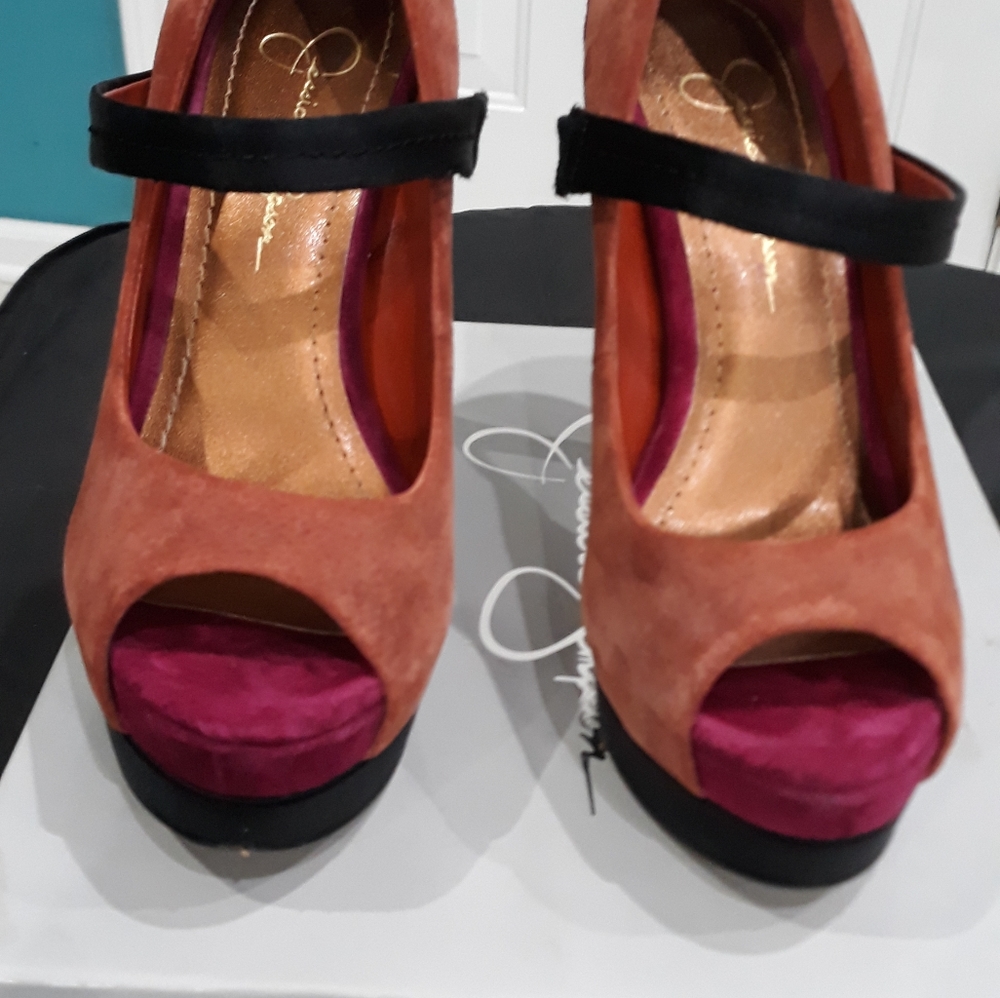 High heel open toe pumps